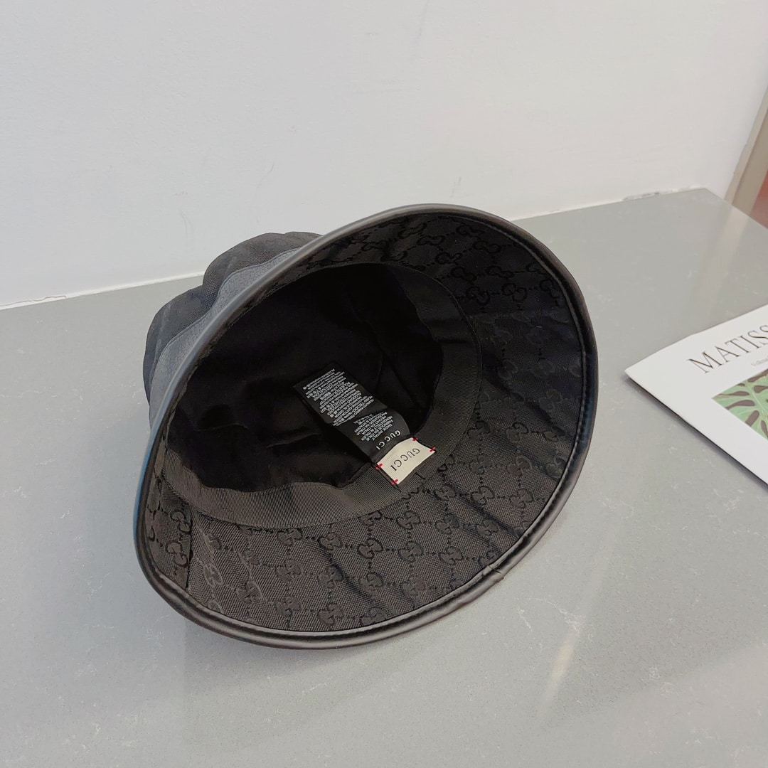 GG CANVAS BUCKET HAT WITH DOUBLE G BLACK 576587 4HG53 1060
