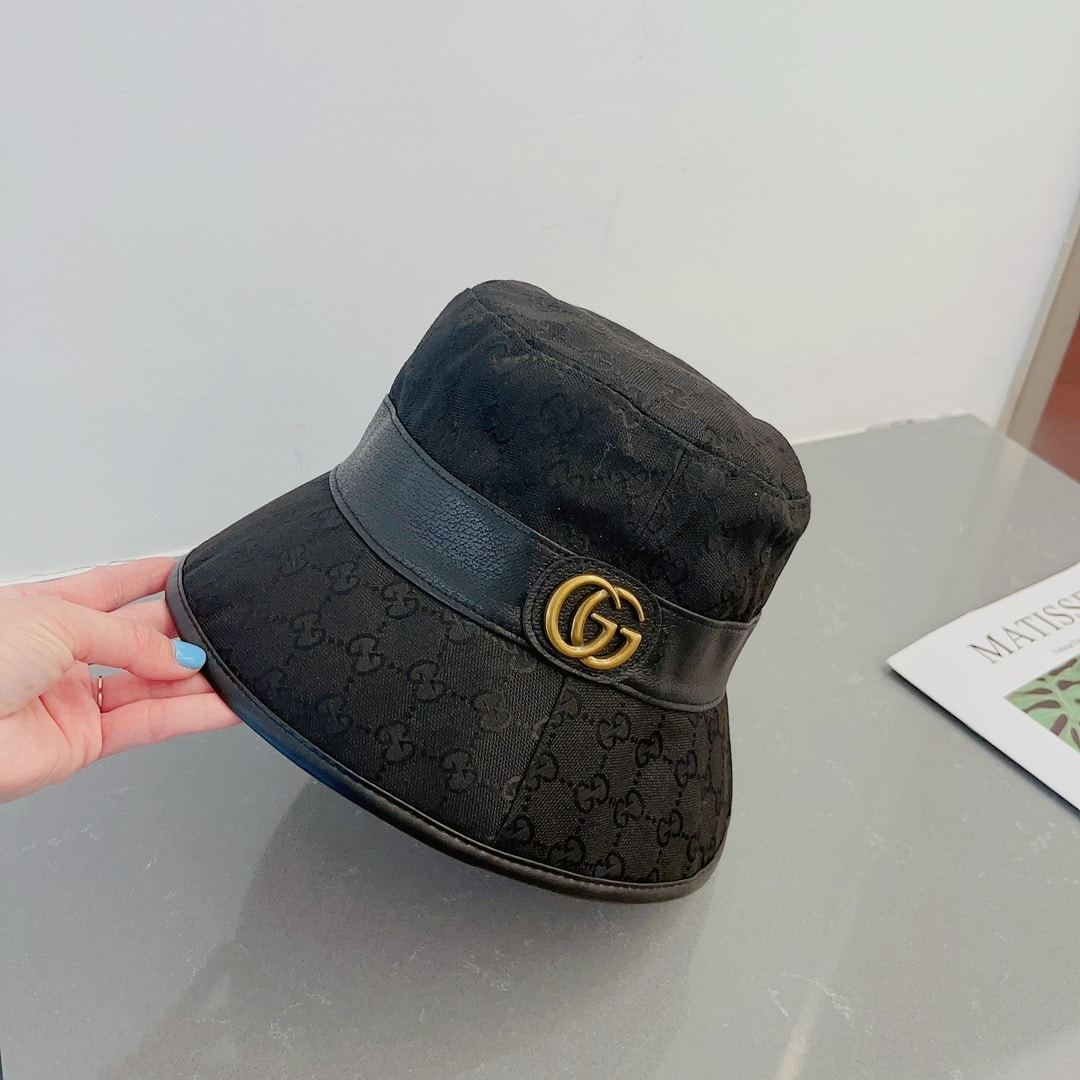 GG CANVAS BUCKET HAT WITH DOUBLE G BLACK 576587 4HG53 1060