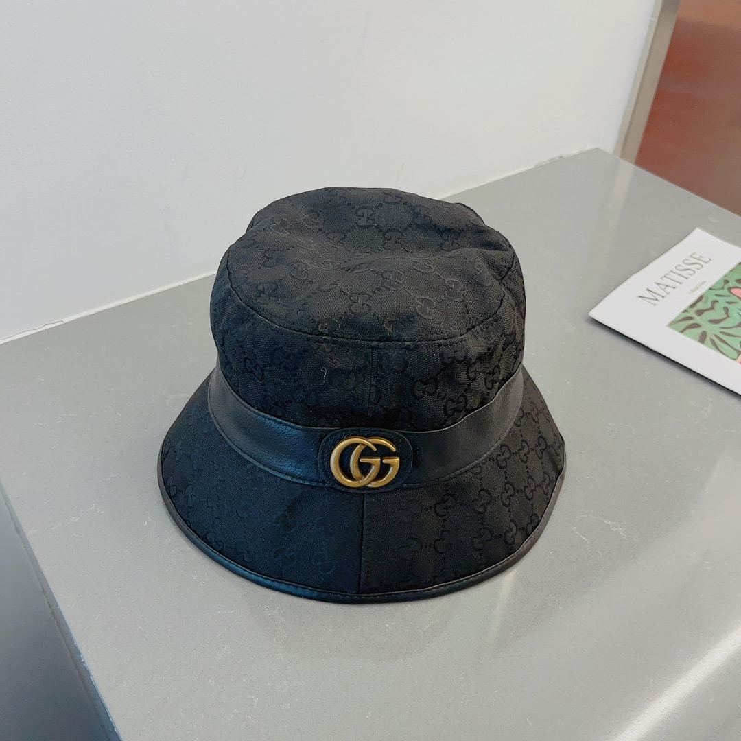GG CANVAS BUCKET HAT WITH DOUBLE G BLACK 576587 4HG53 1060