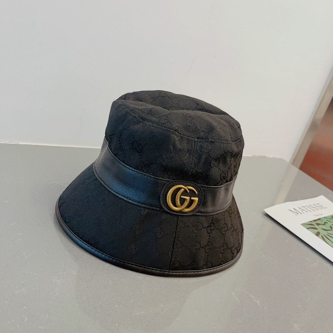 GG CANVAS BUCKET HAT WITH DOUBLE G BLACK 576587 4HG53 1060