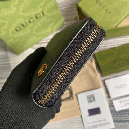 Gc 428736 GG Men's wallet cowhide real leather black gold zipper man