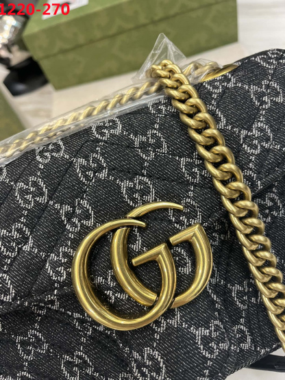 GG MARMONT MATELASSE SHOULDER BAG BLACK 26CM