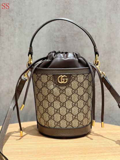 GG OPHIDIA BUCKET BAG BROWN 20CM ‎760199 9AAD9 8341