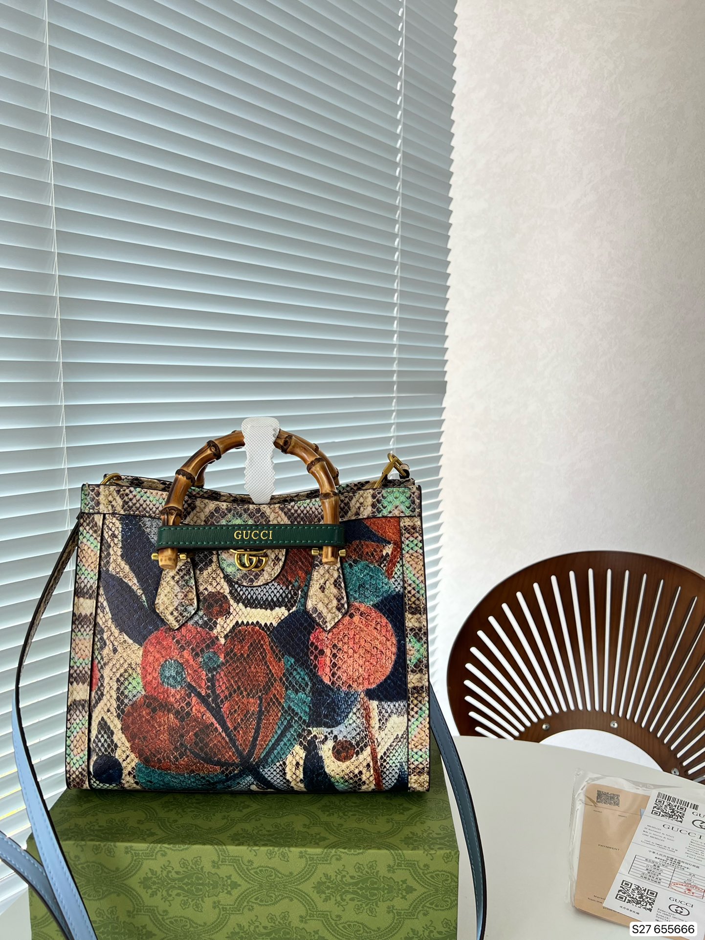 GG DIANA MEDIUM PYTHON TOTE BAG 27CM 678842 EYXLT 9480