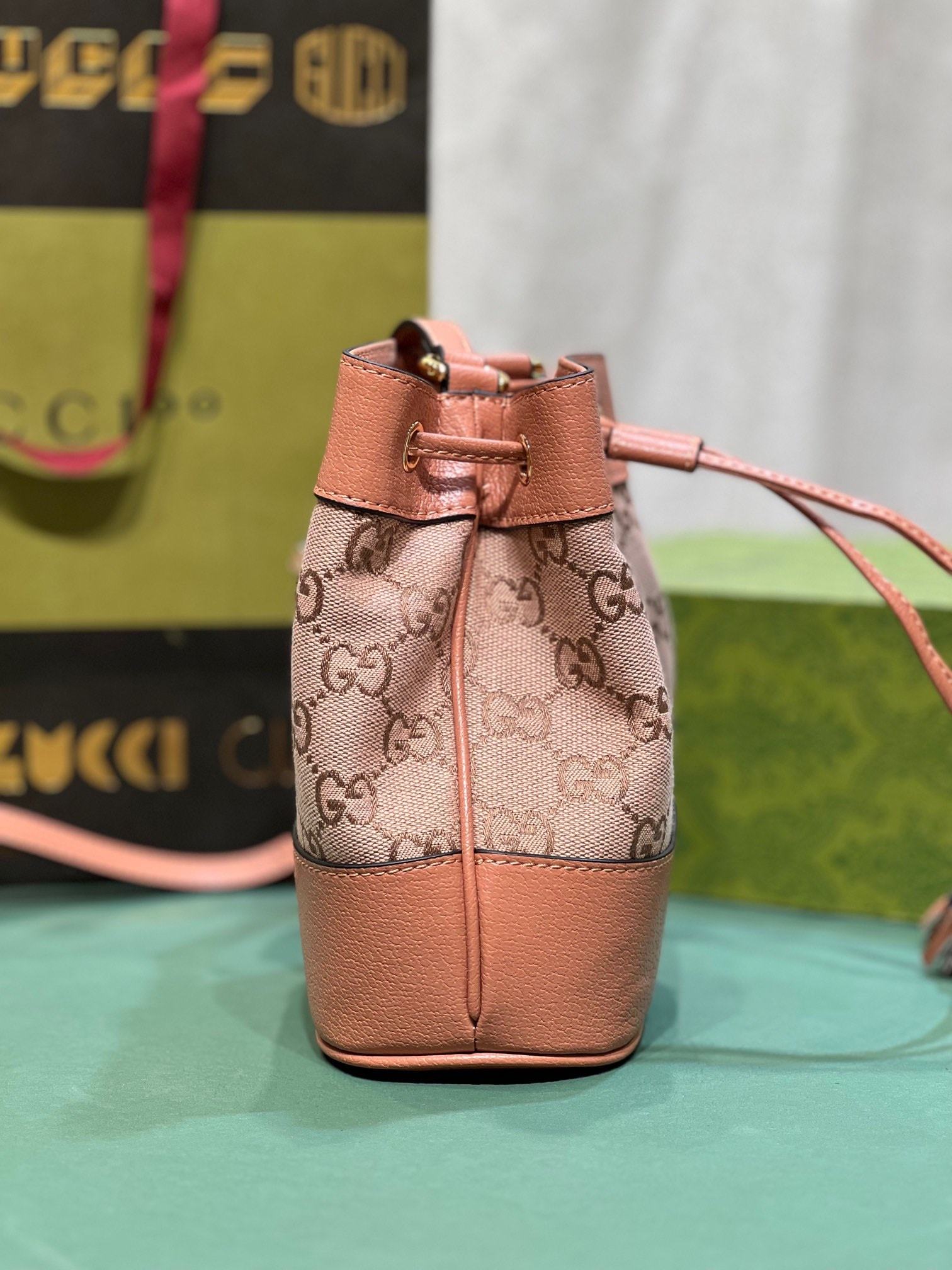 GG OPHIDIA GG MINI BUCKET BAG PINK 18CM 550620 FACC5 5748