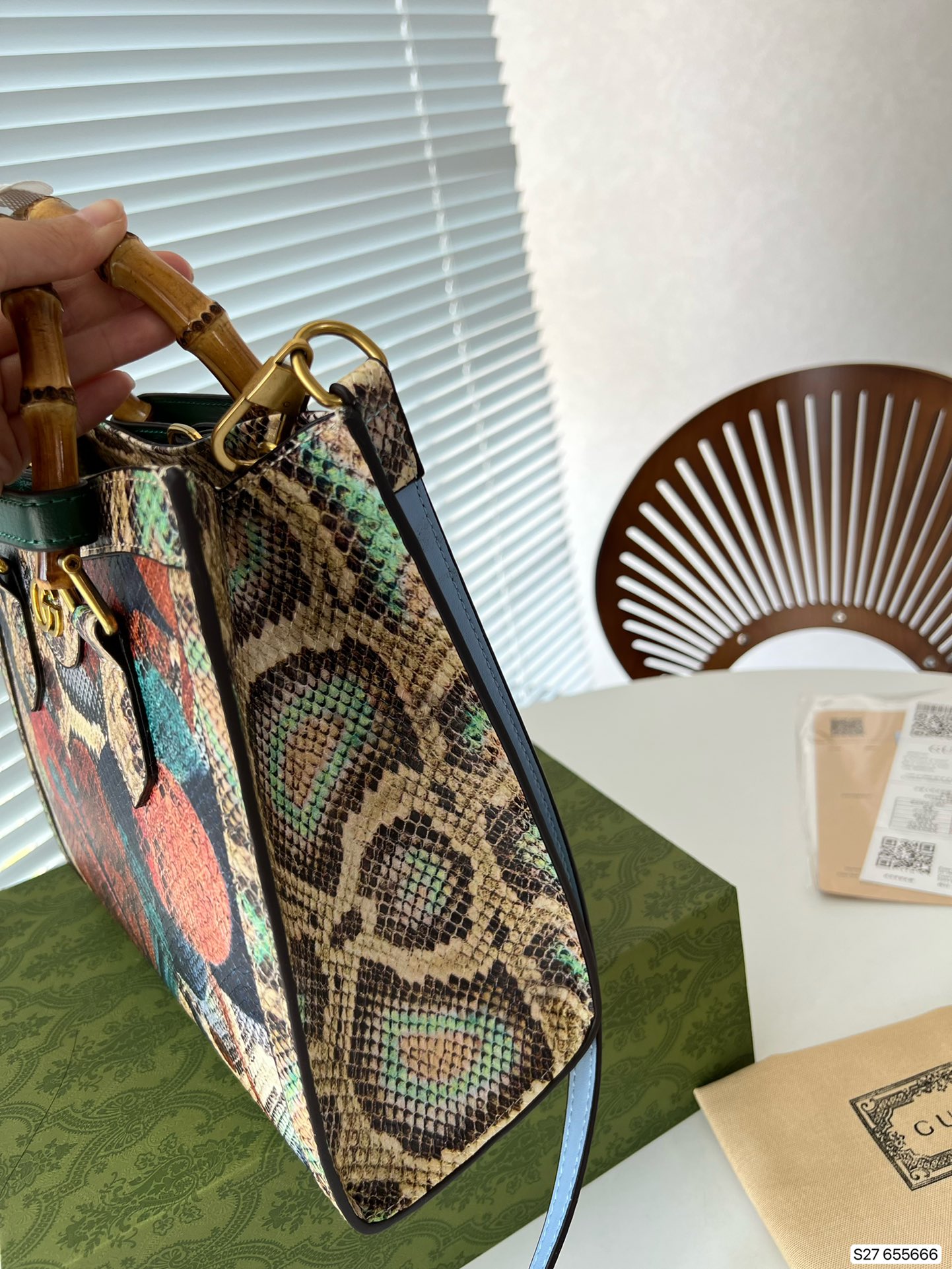 GG DIANA MEDIUM PYTHON TOTE BAG 27CM 678842 EYXLT 9480