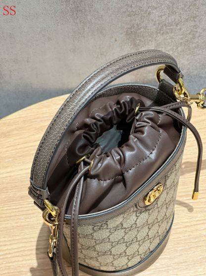 GG OPHIDIA BUCKET BAG BROWN 20CM ‎760199 9AAD9 8341