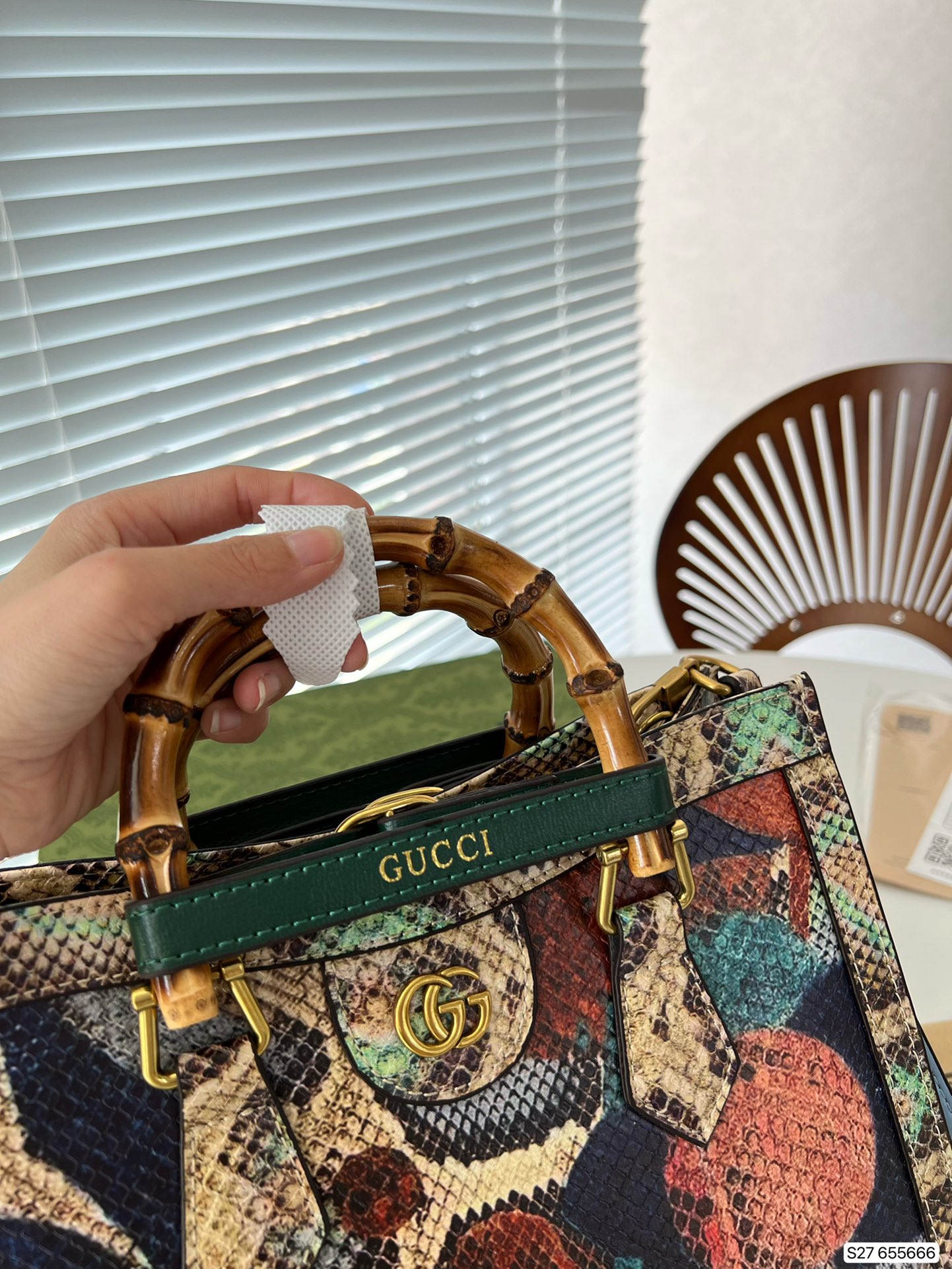 GG DIANA MEDIUM PYTHON TOTE BAG 27CM 678842 EYXLT 9480