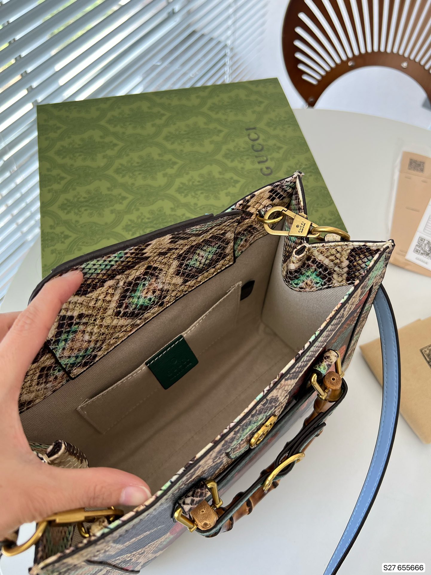 GG DIANA MEDIUM PYTHON TOTE BAG 27CM 678842 EYXLT 9480