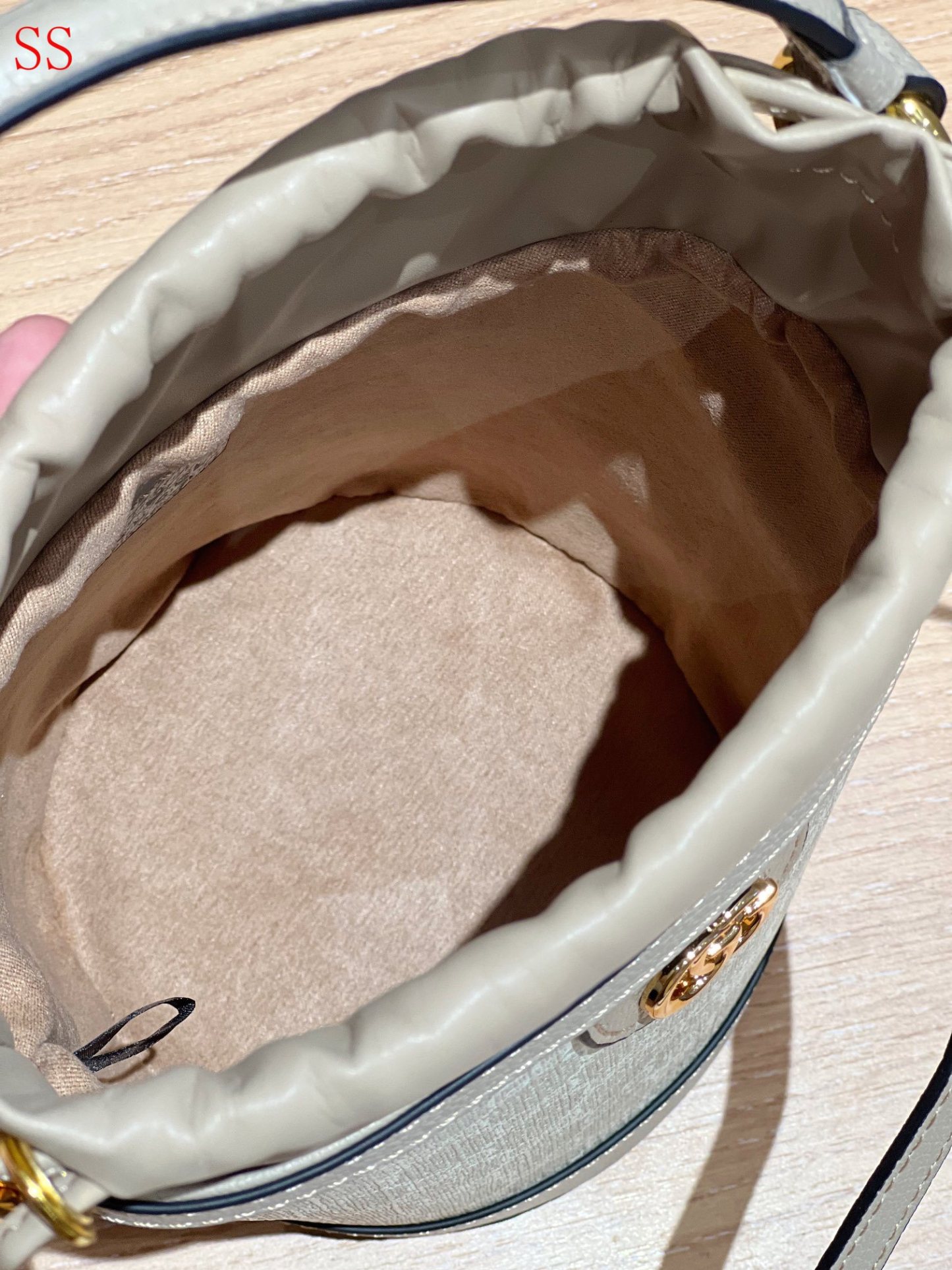 GG OPHIDIA BUCKET BAG BEIGE 20CM