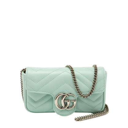 GG GG MARMONT MATELASSE SUPER MINI BAG MINT 16.5CM