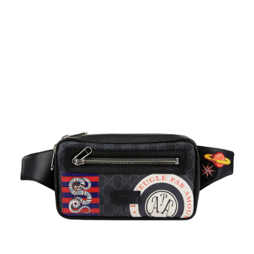 GG GG BLACK NIGHT COURRIER BELT BAG 24CM 474293 9IKEN 8850