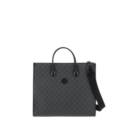 GG MEDIUM TOTE BAG WITH INTERLOCKING G 31CM BLACK 674148 92THN 1000