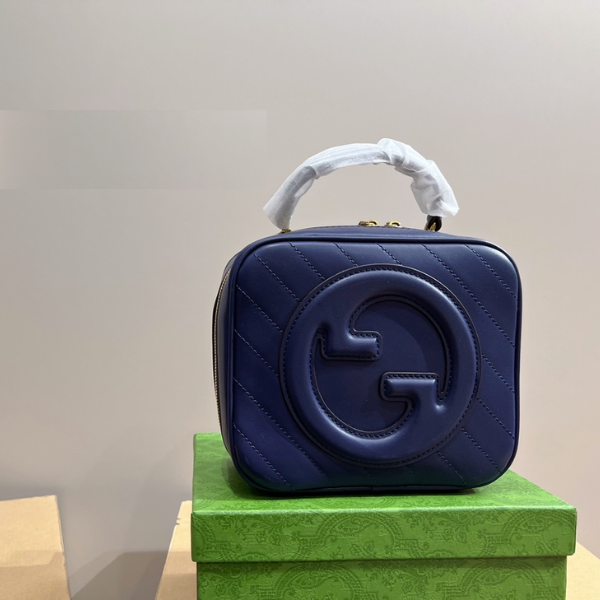 GG BLONDIE TOP HANDLE BAG NAVY BLUE 20CM 744434 1IV0G 4157