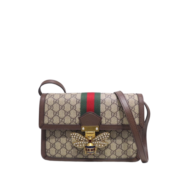 GG QUEEN MARGARET GG SUPREME MEDIUM SHOULDER BAG BROWN 27CM 524356