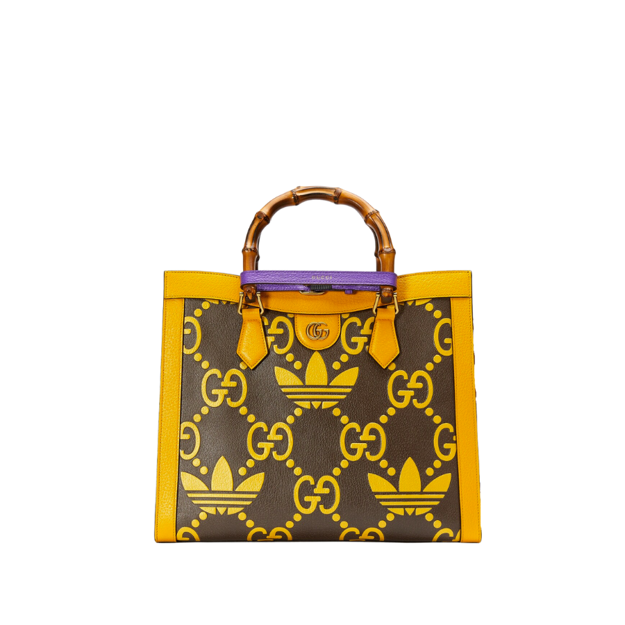 GG X ADIDAS GG DIANA BAMBOO MEDIUM TOTE 27CM BROWN AND YELLOW 678842 AAA8Z 2559