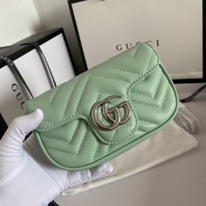 GG GG MARMONT MATELASSE SUPER MINI BAG MINT 16.5CM