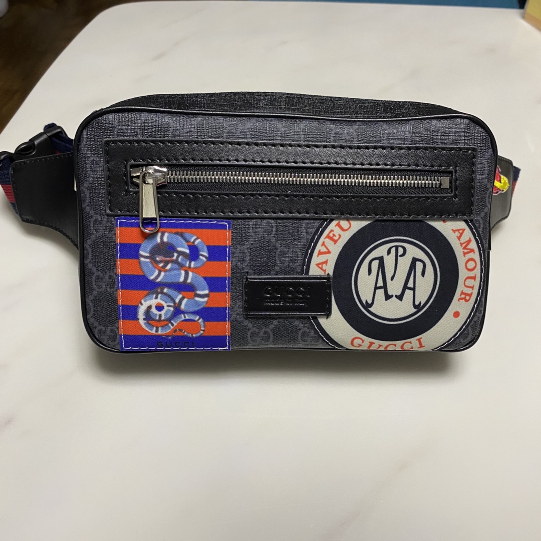 GG GG BLACK NIGHT COURRIER BELT BAG 24CM 474293 9IKEN 8850