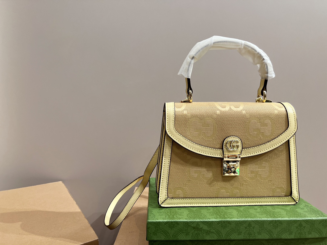 GG OPHIDIA JUMBO GG TOP HANDLE BAG YELLOW 25CM 651055 UKMBG 8480