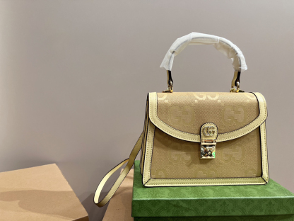 GG OPHIDIA JUMBO GG TOP HANDLE BAG YELLOW 25CM 651055 UKMBG 8480