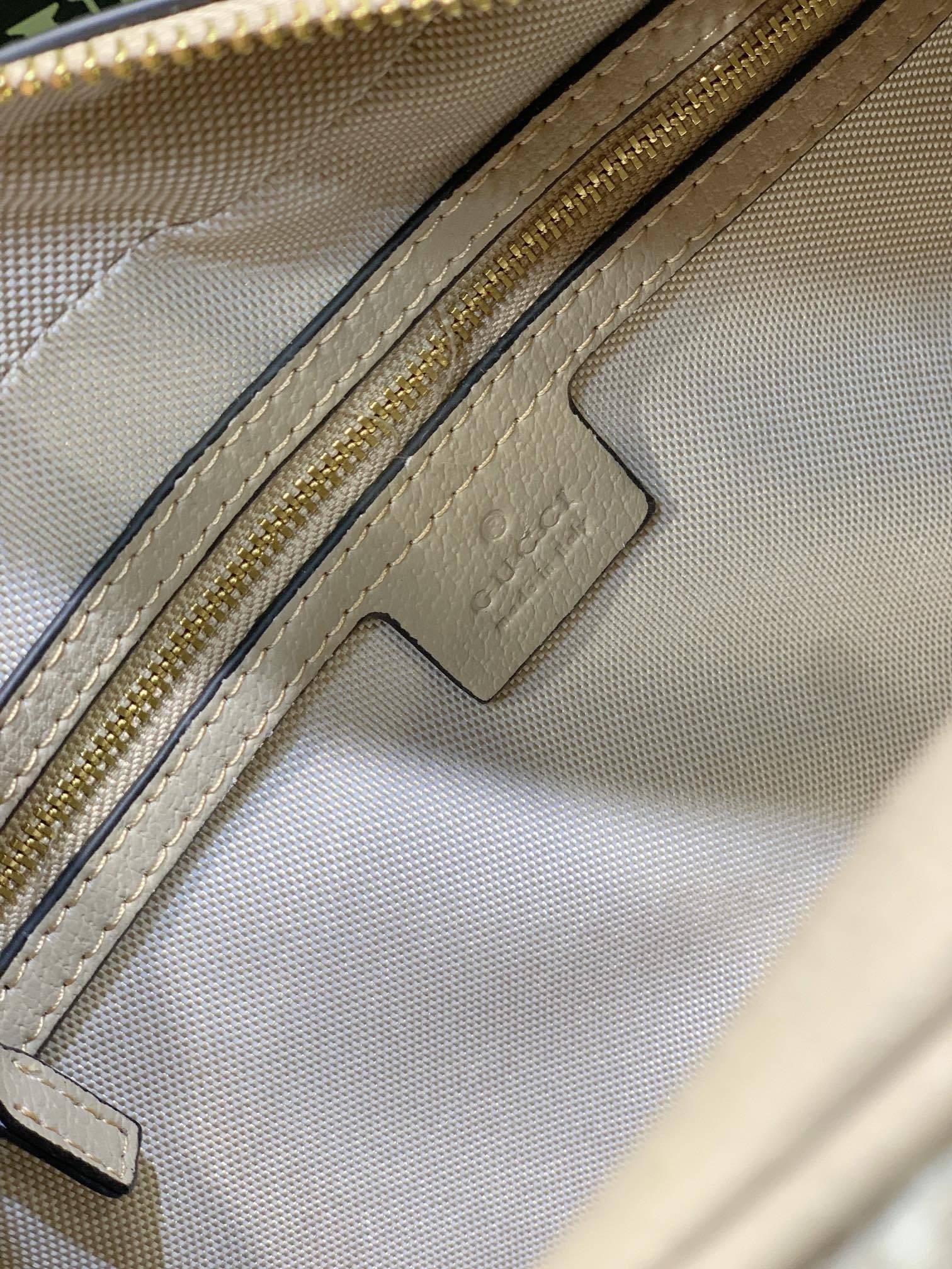 GG WOMEN'S METALLIC OPHIDIA GG TOP HANDLE BAG BEIGE AND WHITE 32CM 724606 FABEX 9642