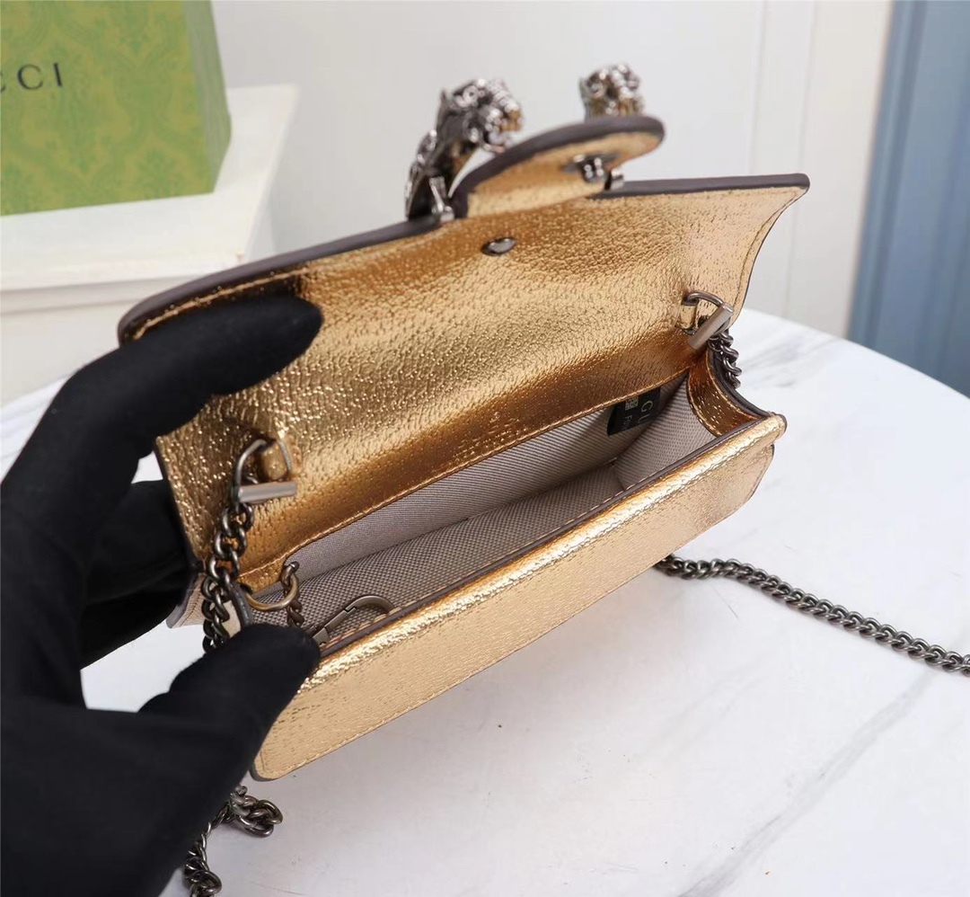 GG WOMEN'S DIONYSUS SUPER MINI CROSSBODY BAG GOLD 16CM 476432 1TRBN 8089