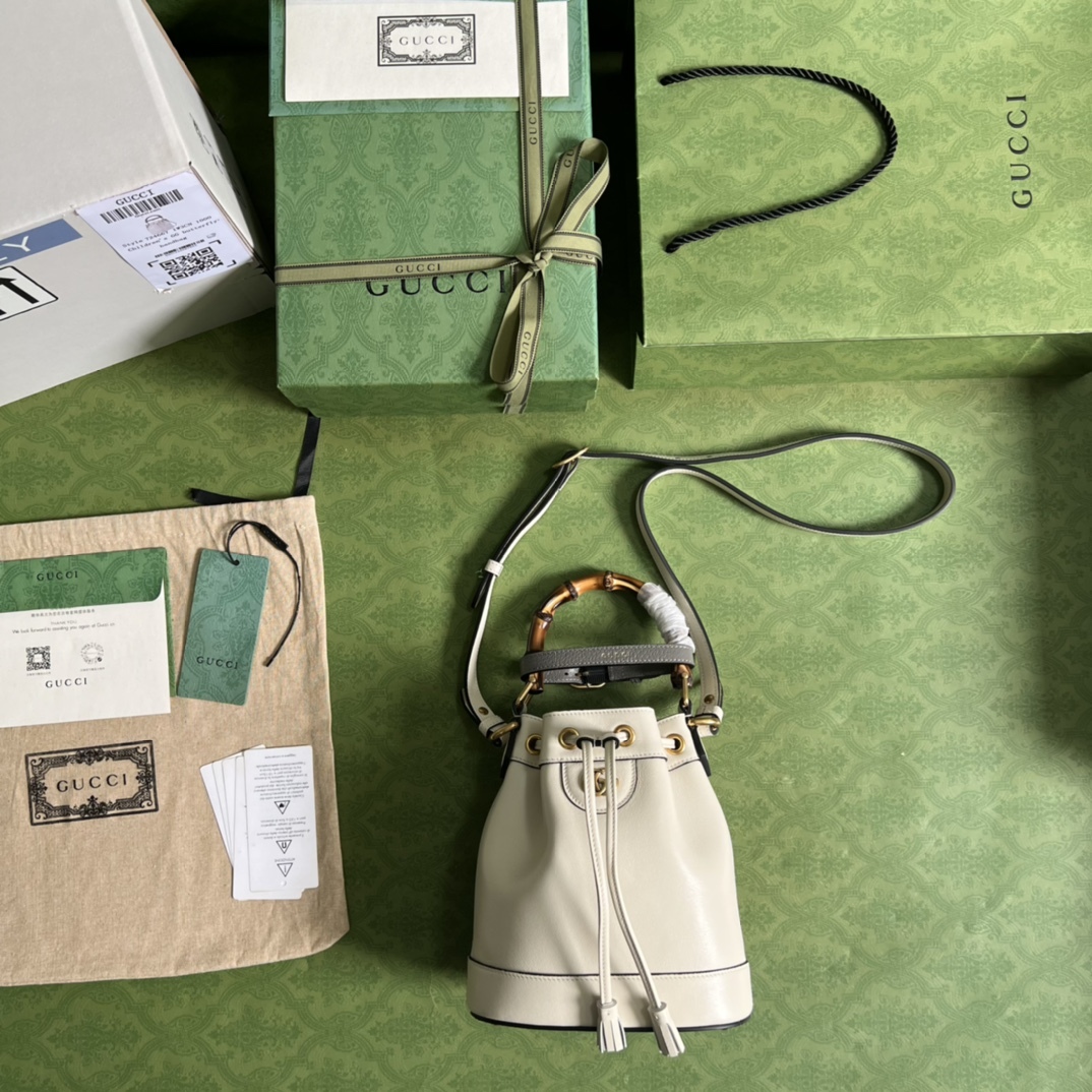 GG DIANA MINI BUCKET BAG WHITE 25CM 724667 UAAAY 9058