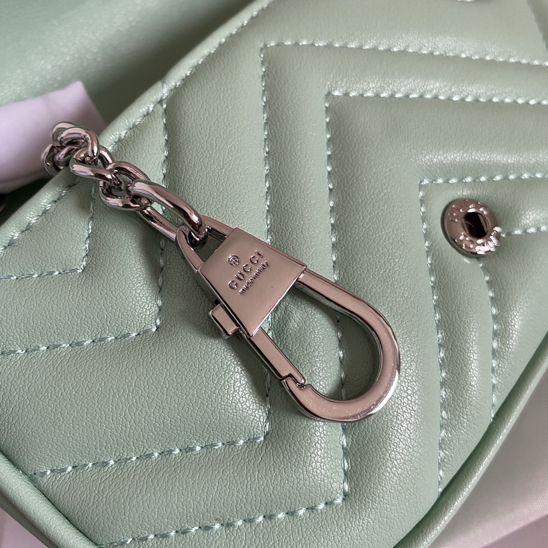 GG GG MARMONT MATELASSE SUPER MINI BAG MINT 16.5CM