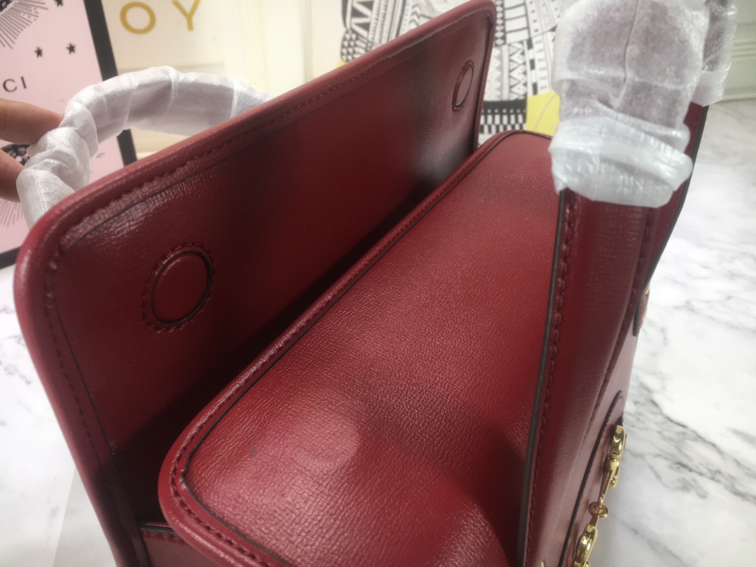 GG HORSEBIT 1955 MINI TOP HANDLE BAG 27.5CM RED 645453 92TCG 8563