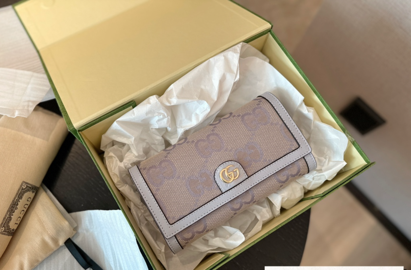 GG OPHIDIA JUMBO GG CONTINENTAL WALLET PURPLE 21CM 726497 UKMBG 8481