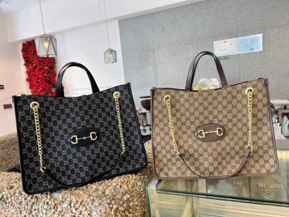 GG 1955 HORSEBIT MEDIUM TOTE BAG BLACK 42CM 621144 GY5OG 8563