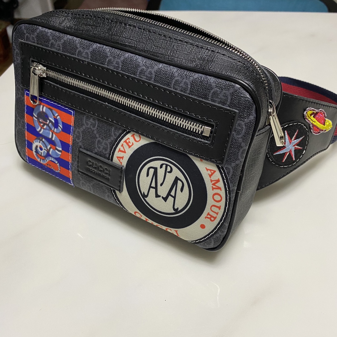 GG GG BLACK NIGHT COURRIER BELT BAG 24CM 474293 9IKEN 8850