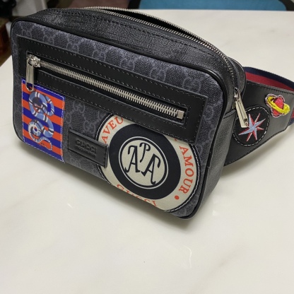 GG GG BLACK NIGHT COURRIER BELT BAG 24CM 474293 9IKEN 8850