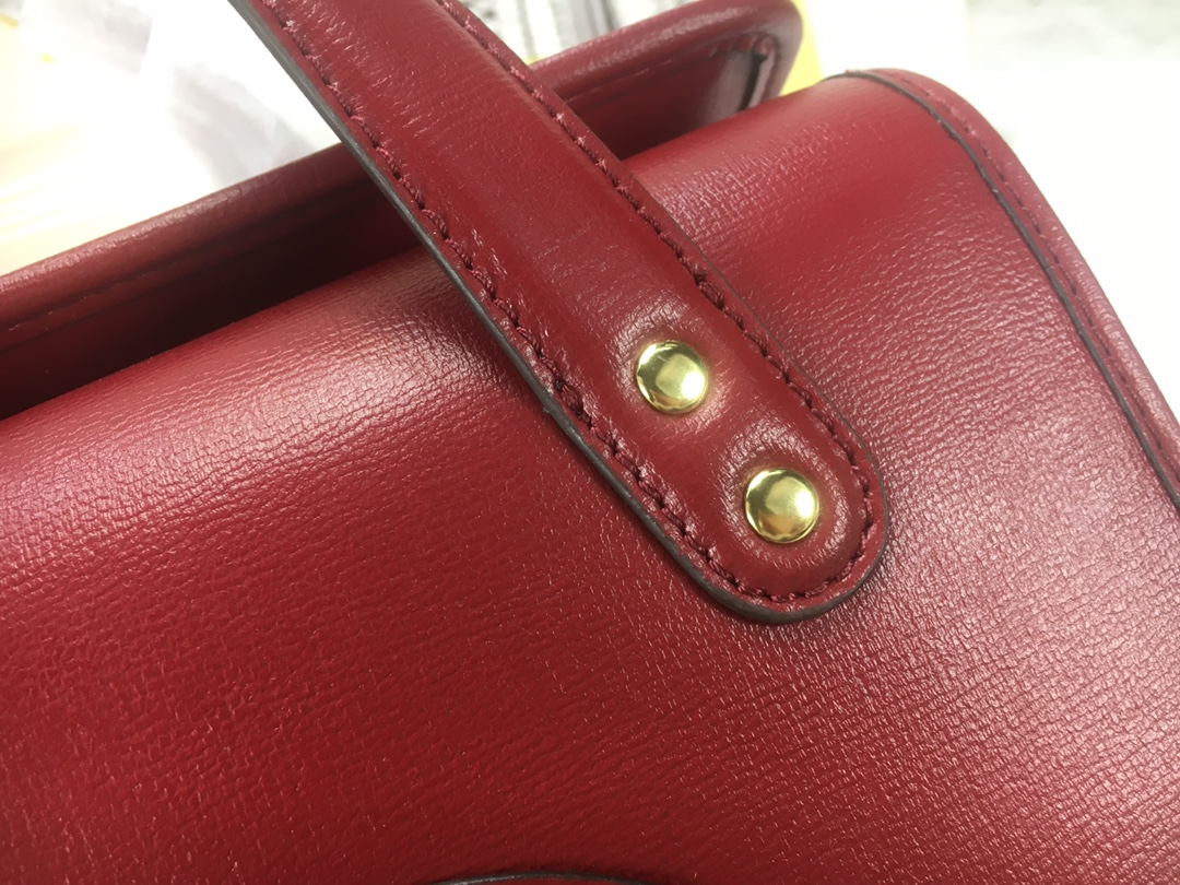 GG HORSEBIT 1955 MINI TOP HANDLE BAG 27.5CM RED 645453 92TCG 8563