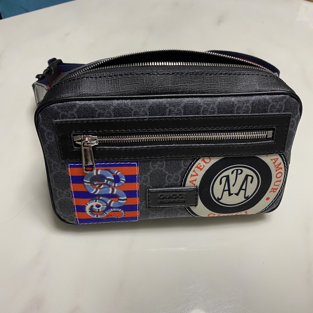 GG GG BLACK NIGHT COURRIER BELT BAG 24CM 474293 9IKEN 8850