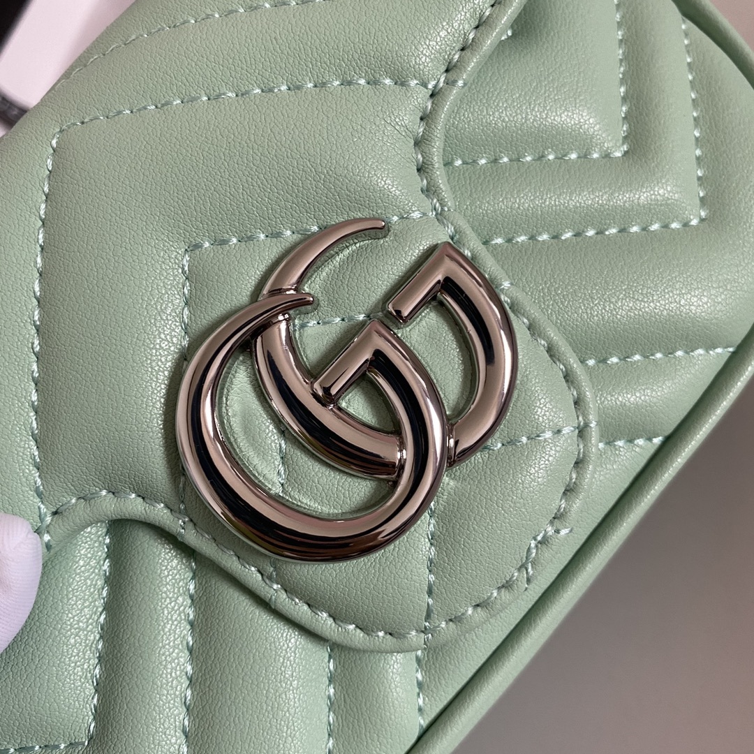 GG GG MARMONT MATELASSE SUPER MINI BAG MINT 16.5CM