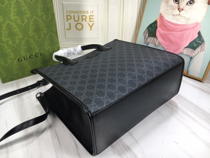 GG MEDIUM TOTE BAG WITH INTERLOCKING G 31CM BLACK 674148 92THN 1000