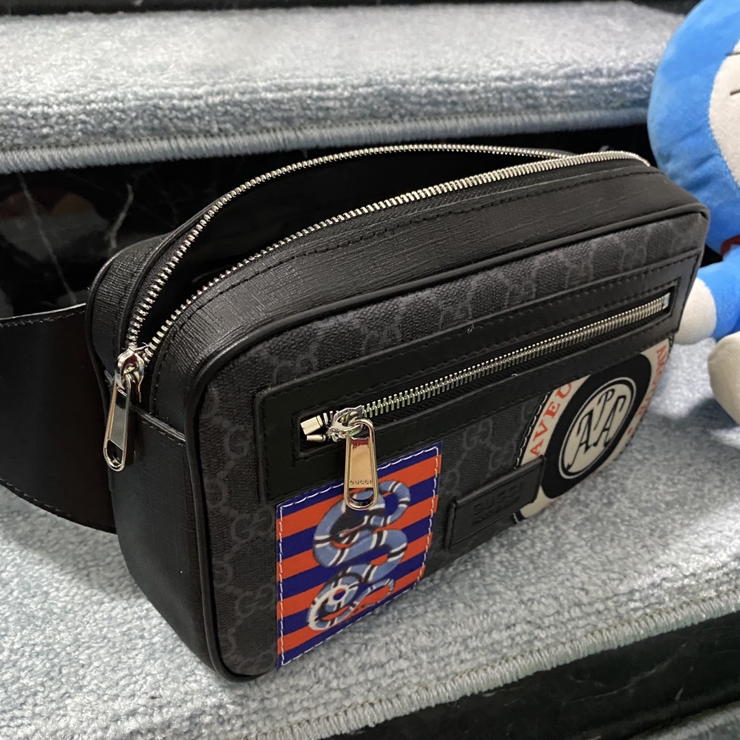 GG GG BLACK NIGHT COURRIER BELT BAG 24CM 474293 9IKEN 8850
