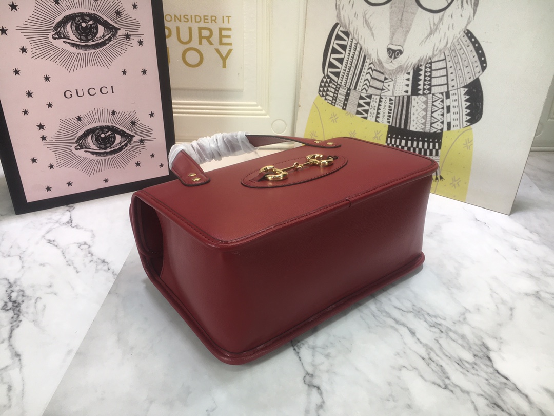 GG HORSEBIT 1955 MINI TOP HANDLE BAG 27.5CM RED 645453 92TCG 8563