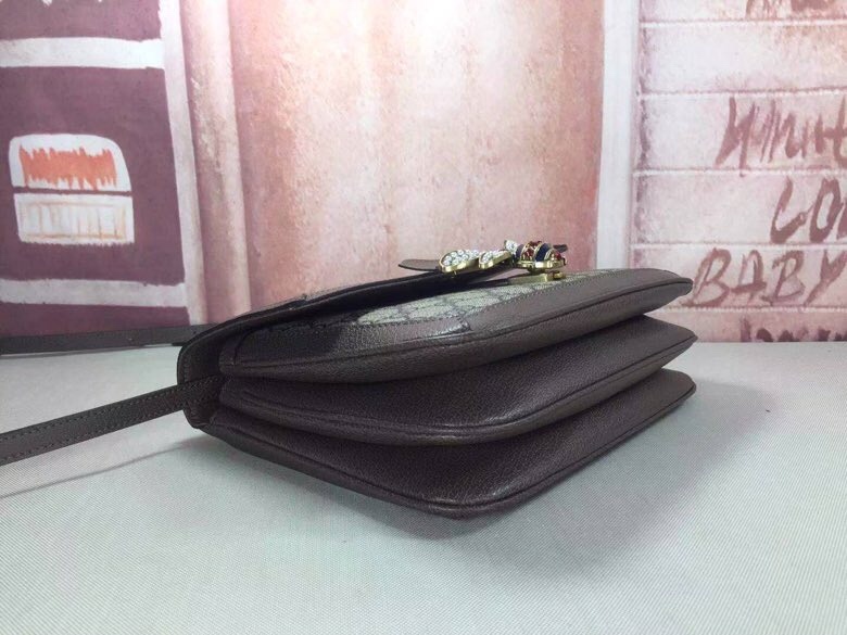GG QUEEN MARGARET GG SUPREME MEDIUM SHOULDER BAG BROWN 27CM 524356