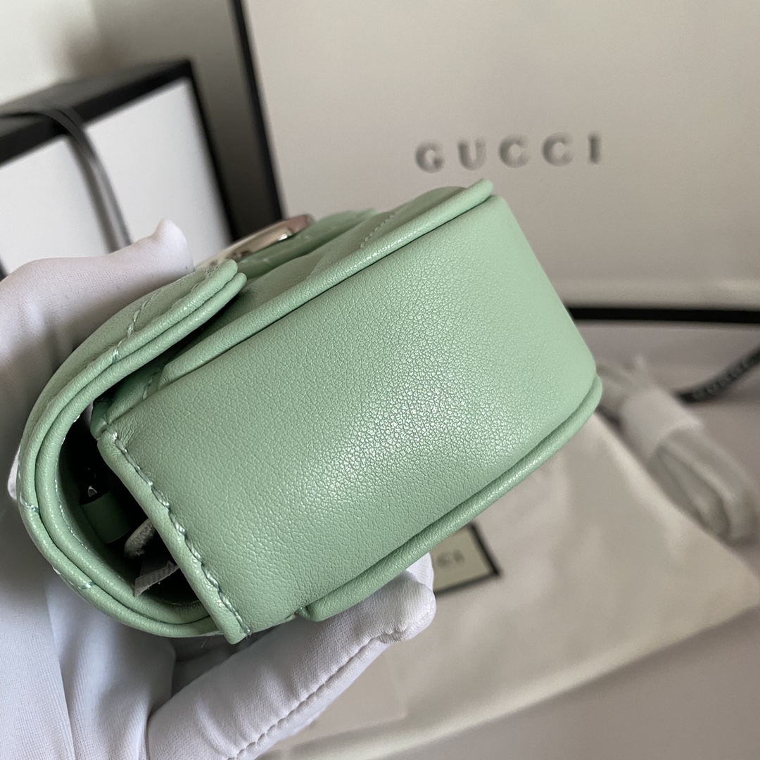 GG GG MARMONT MATELASSE SUPER MINI BAG MINT 16.5CM