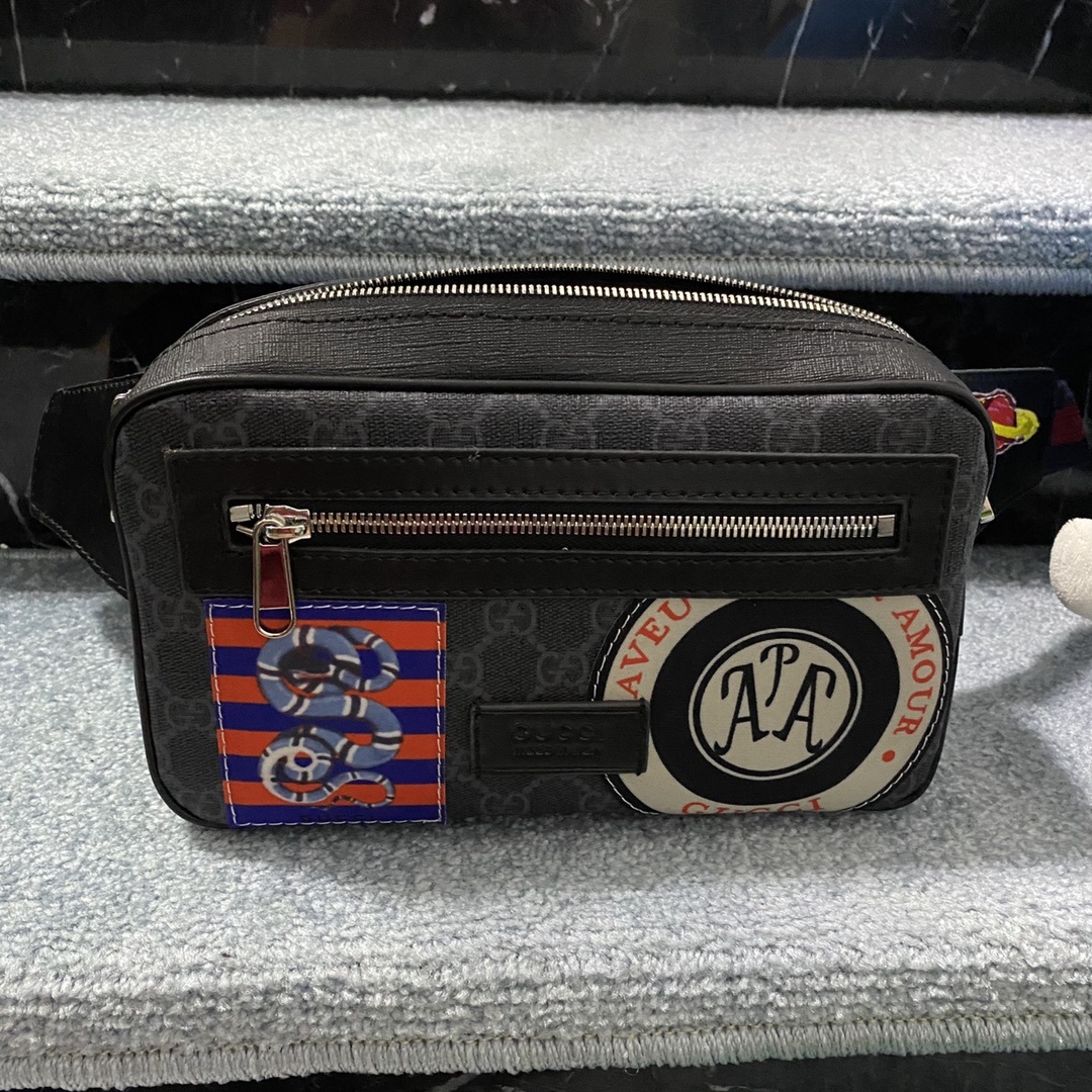 GG GG BLACK NIGHT COURRIER BELT BAG 24CM 474293 9IKEN 8850