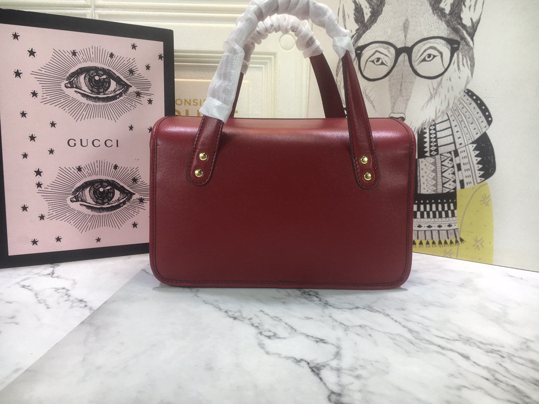 GG HORSEBIT 1955 MINI TOP HANDLE BAG 27.5CM RED 645453 92TCG 8563