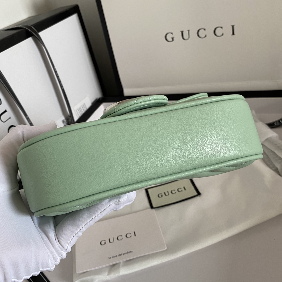 GG GG MARMONT MATELASSE SUPER MINI BAG MINT 16.5CM