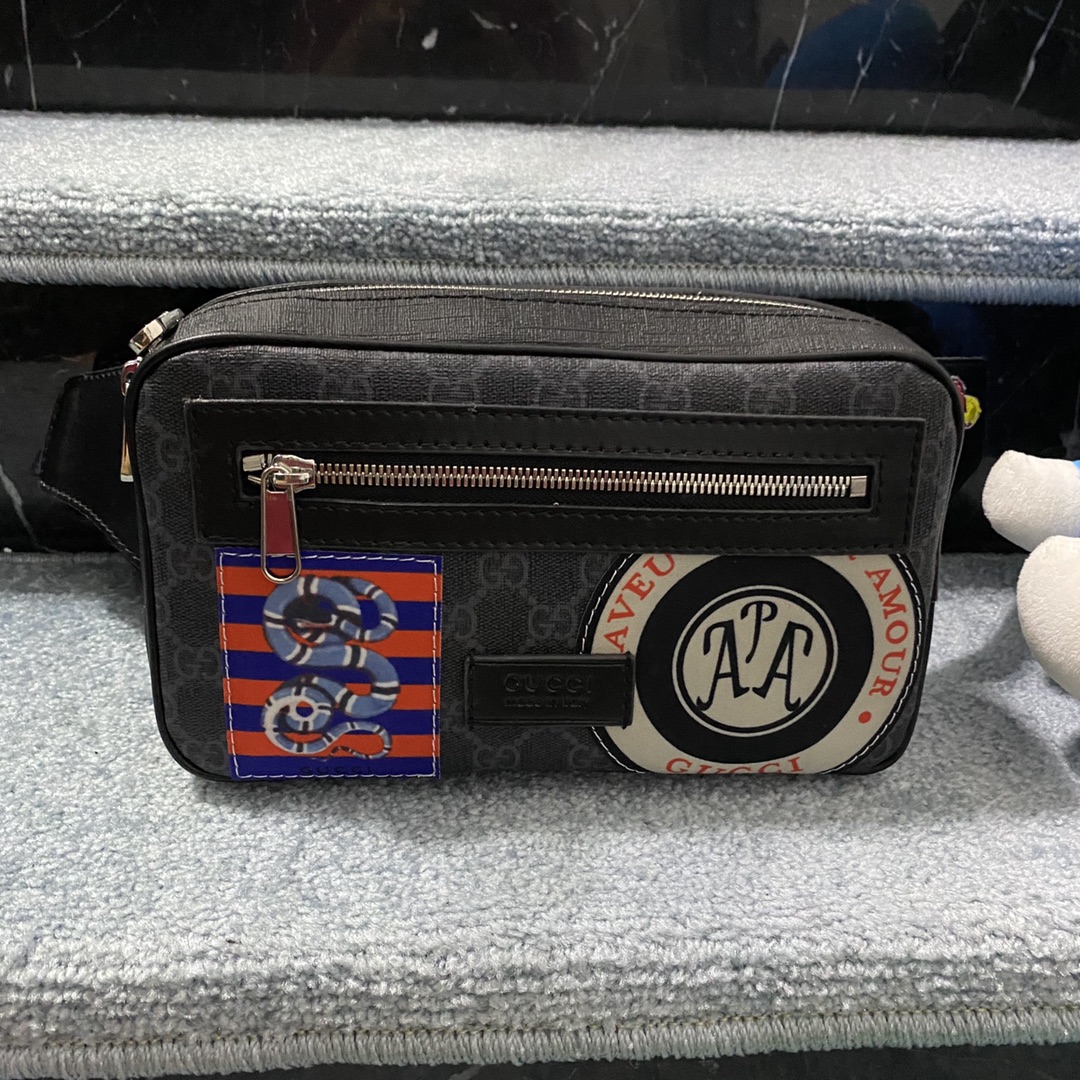 GG GG BLACK NIGHT COURRIER BELT BAG 24CM 474293 9IKEN 8850