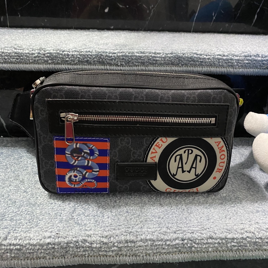 GG GG BLACK NIGHT COURRIER BELT BAG 24CM 474293 9IKEN 8850