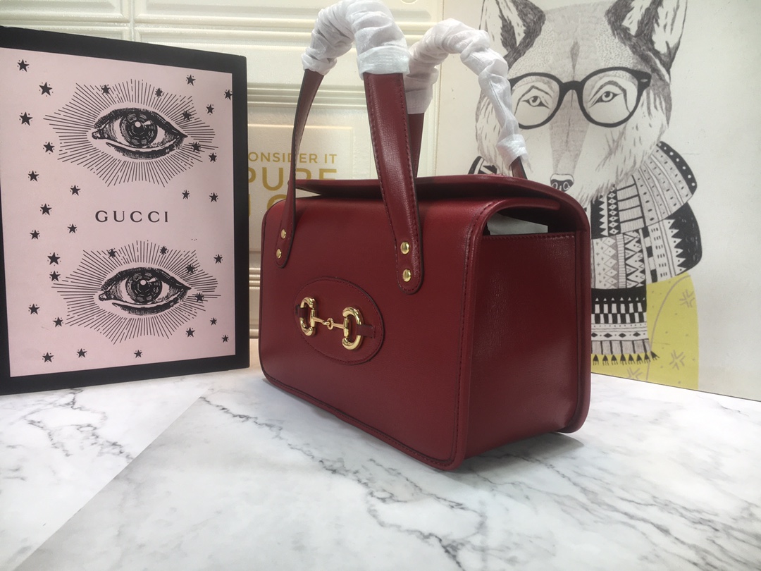 GG HORSEBIT 1955 MINI TOP HANDLE BAG 27.5CM RED 645453 92TCG 8563