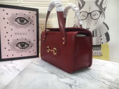 GG HORSEBIT 1955 MINI TOP HANDLE BAG 27.5CM RED 645453 92TCG 8563