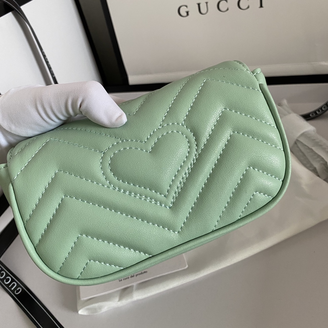 GG GG MARMONT MATELASSE SUPER MINI BAG MINT 16.5CM