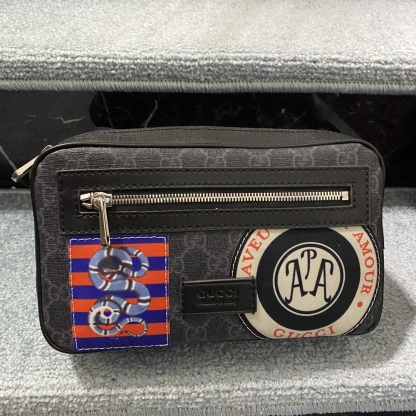 GG GG BLACK NIGHT COURRIER BELT BAG 24CM 474293 9IKEN 8850